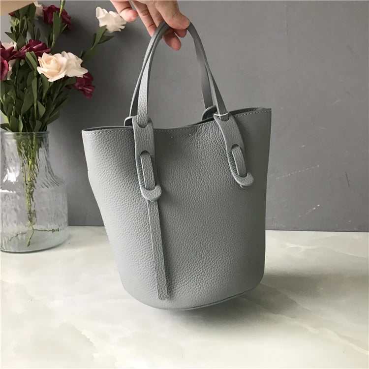 Trendy Leather Buet Bag Women's Handbag Cany Oversto Crossbody oulder Bag Faionable op Basket Handbag