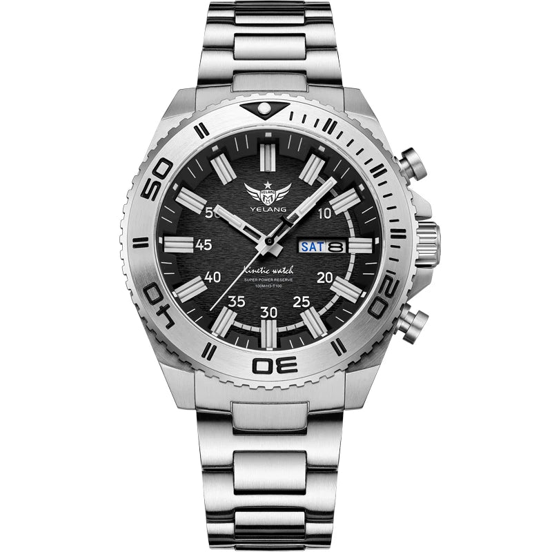 Yelang V1035 44mm Men Diving Watch Human Kinetic Energy Watch Brand Watch 100m Waterproof Watch luminous Japan PX83 Sapphire