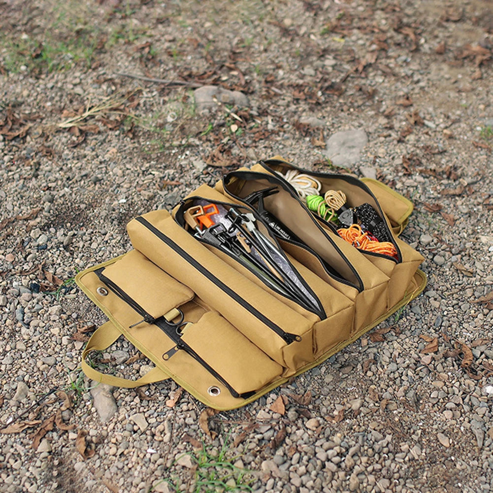 Multi-Purpose Tool Bag with Detachable Pouches Wrench Roll Pouch Multi Pocket Portable for Mechanic Electrician Motorcycle Truck
