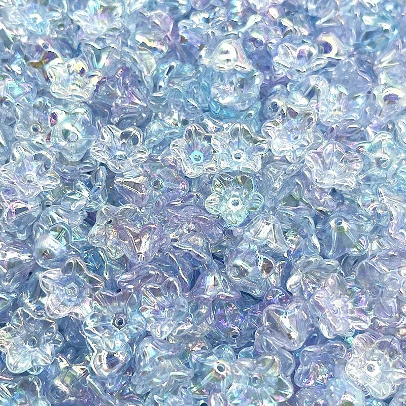 NEW 50pcs 7x13mm Gradual Change Acrylic Bellflower Beads Caps Jewelry Findings Charms Bracelets Spacer Beads for Jewelry Making