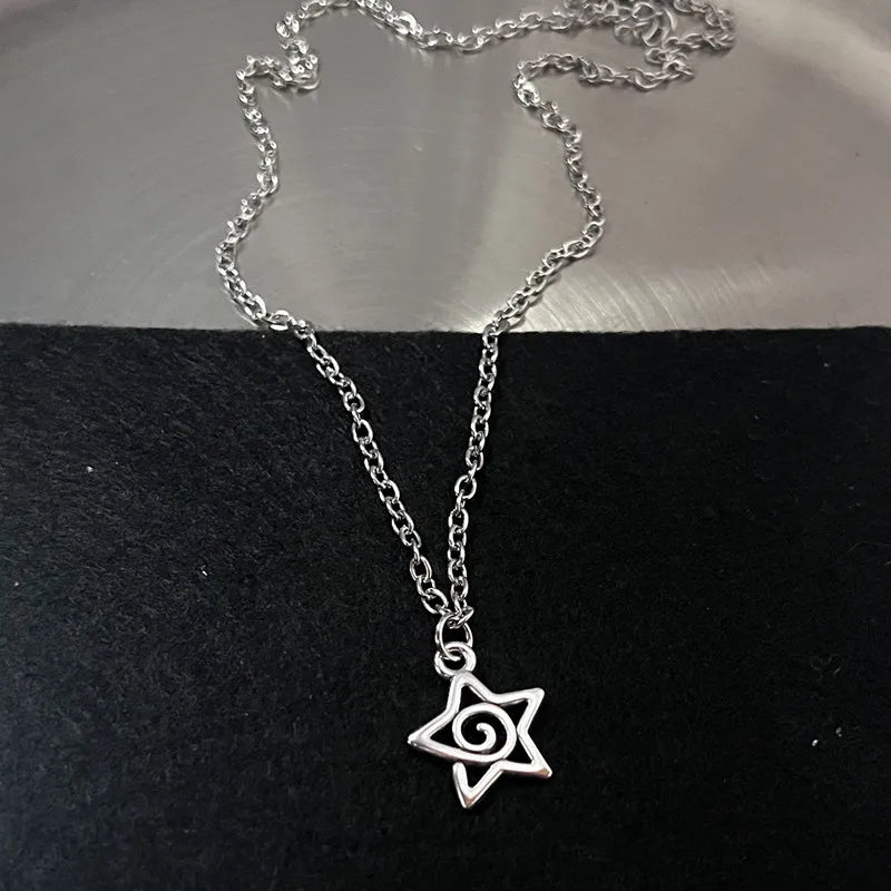 Y2K Flail Fire Heart Teeth Pendant Necklace for Women Men Charm Necklace Grunge Punk Fashion Jewelry 