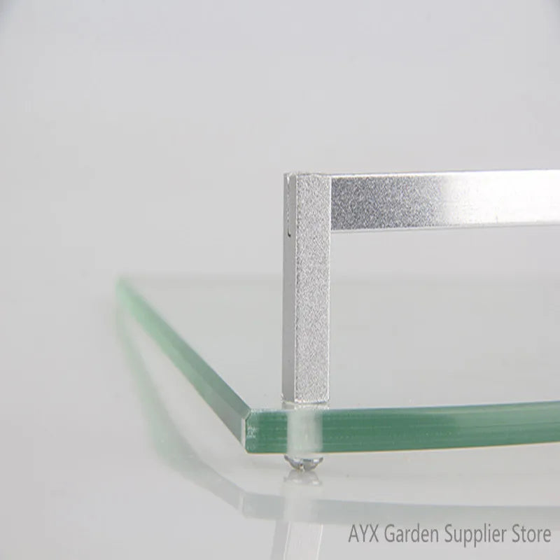 Bathroom Glass Bath Shower Triangular Shelf Holder Organizer Single Layer Modern Style Glass Bathroom Shelves