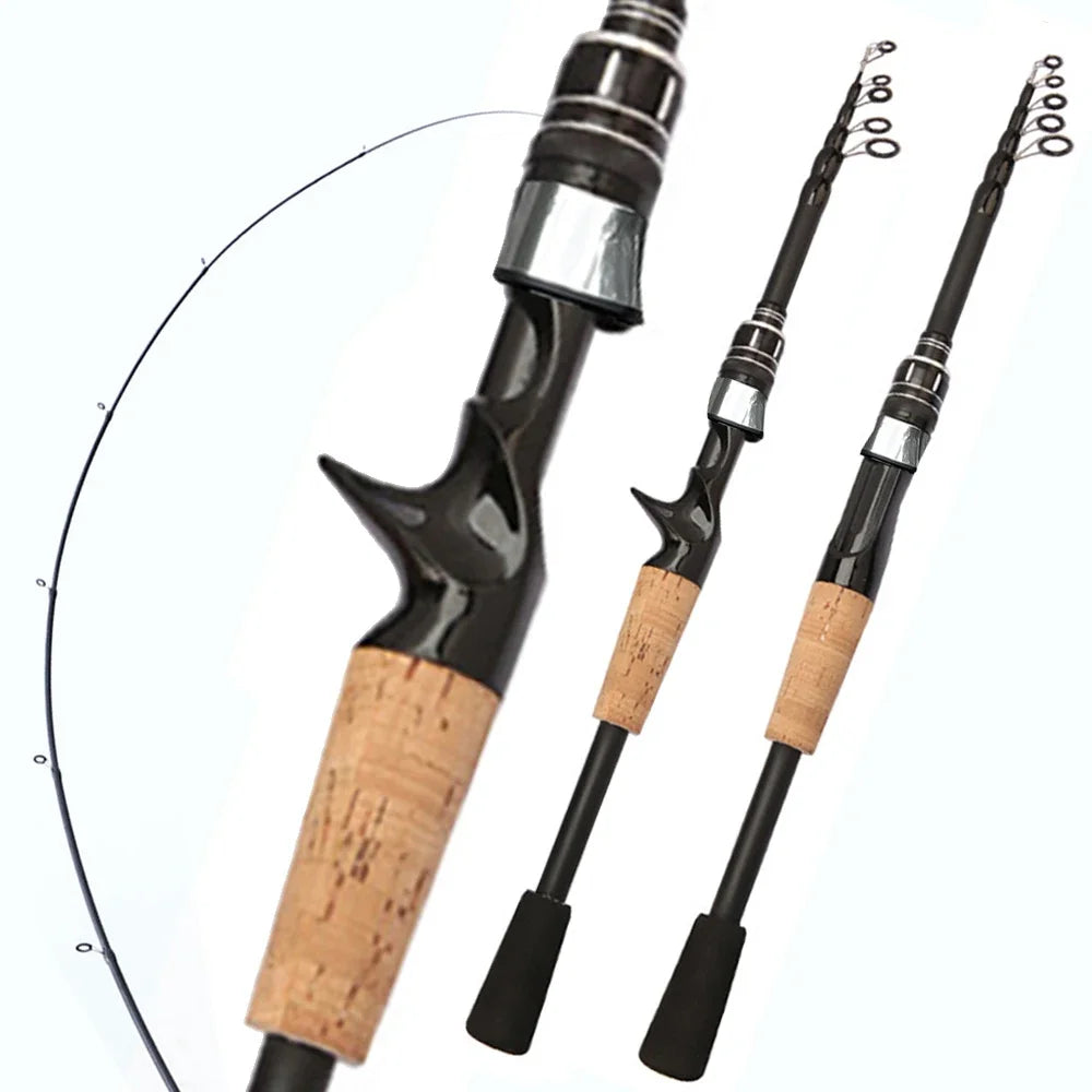 Bait Weight 8-25g Spinning Casting Rods Fishing Pole Tackle 1.5M/1.8M/2.1M/2.4M Telescopic Lure Rod Carbon Cork Wood Handle New