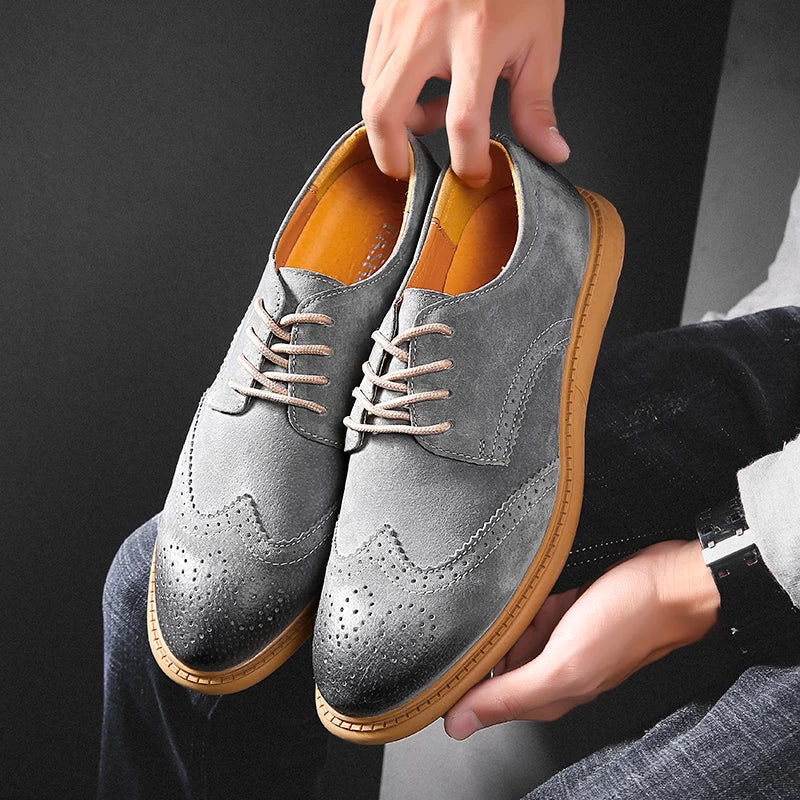 Spring Autumn Mens Brogue Shoes British Casual Business Formal Dress Footwear Classic Man Casual Leather Shoes Mens Leather Shoe