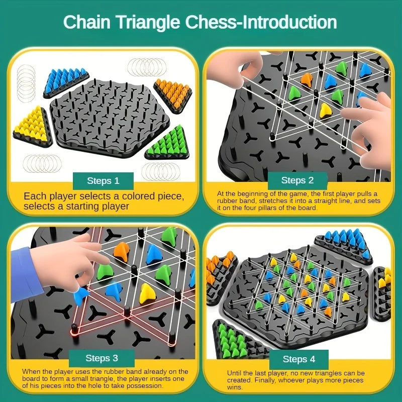 AIUAZA Triangle Chess Games, Triangle Board Games, Triangle Rubber Band Games Parent-Child Interactive Games, Family Games