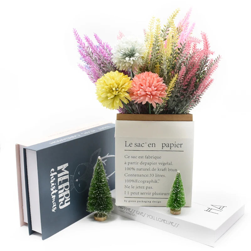 Artificial Plants Scrapbooks Plastic Lavender Vases Room Home Decor Ornamental Flowerpot Garden Cheap Wedding Decorative Flowers