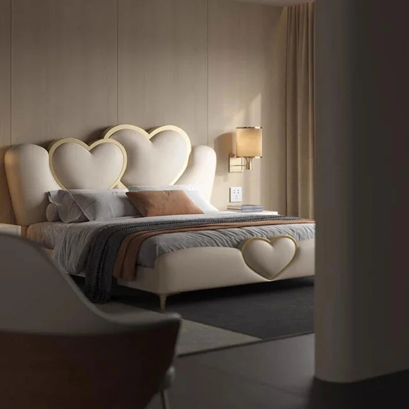 European Headboard Simple Double Bed Wooden Study Nordic Queen Frame Double Bed Luxury Modern Trendy Beliche Home Furniture
