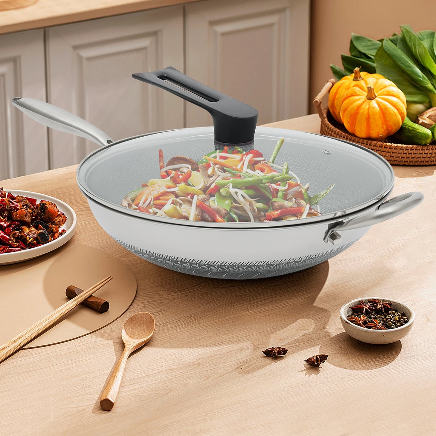 316 Stainless Steel Frying Pan Wok Pan Nonstick Cooking Fried Steak Gas Stove Pot Induction General Saucepan Kitchen Cookware