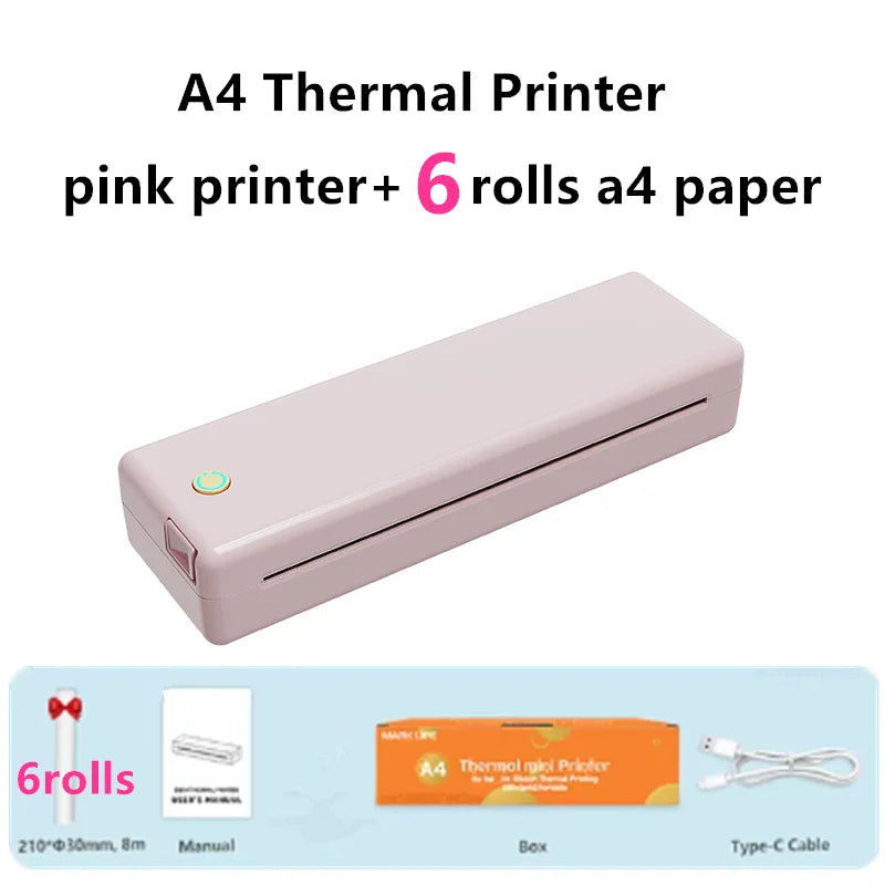 Portable A4 Thermal Printer Inkless Bluetooth Photo PDF Document Printer Memo Note Tattoo Print Wireless Tattoo Stencil Printer
