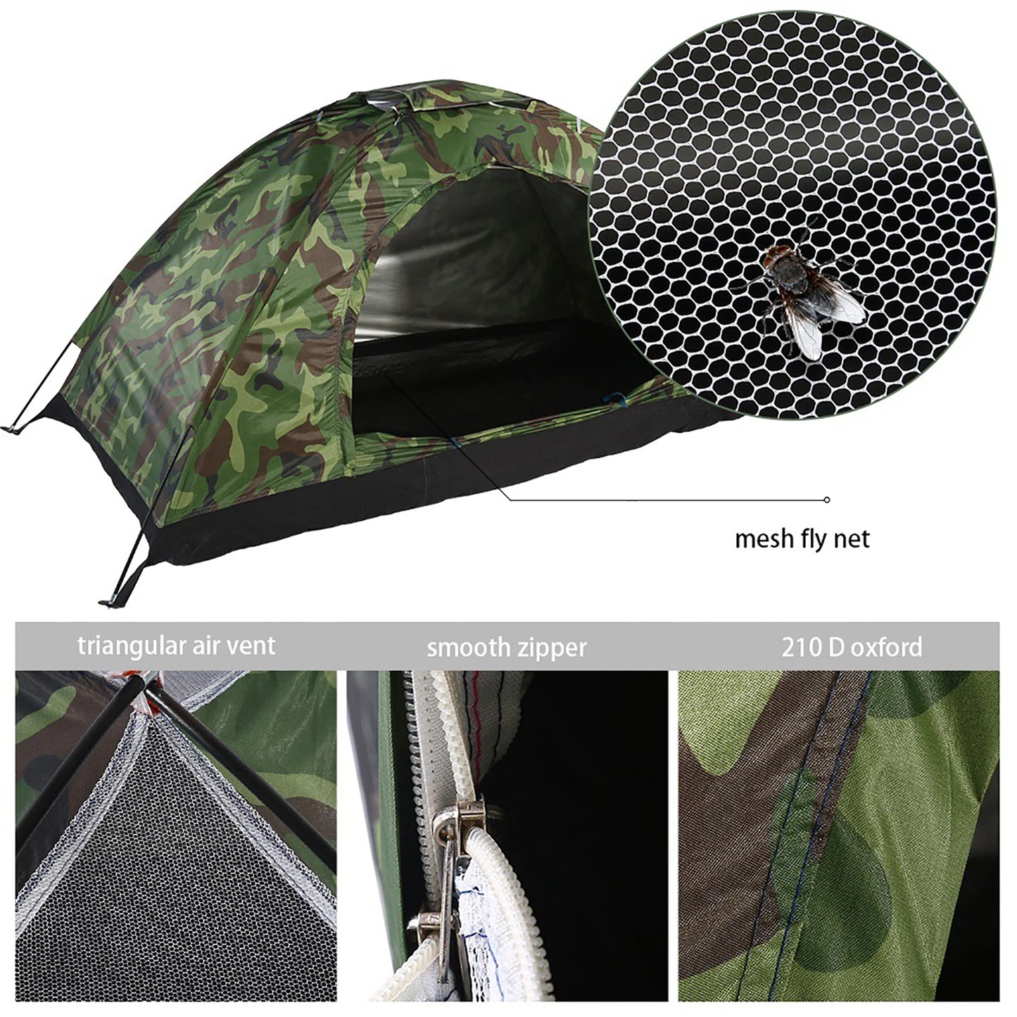 Outdoor Camouflage UV Protection Waterproof One Person Tent for Camping Hiking