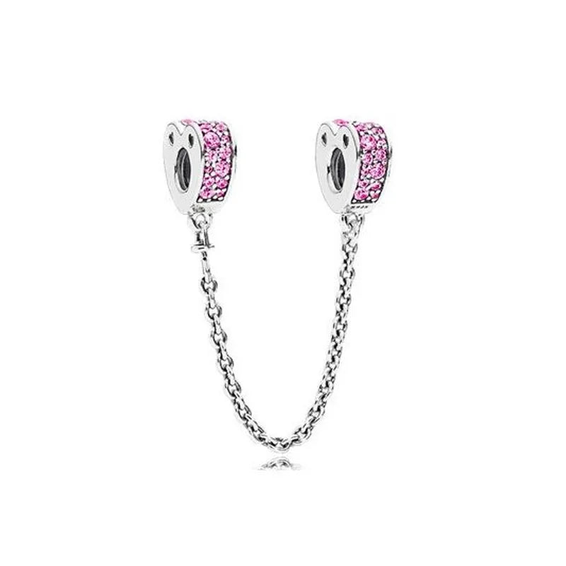 New 925 Silver Horseshoe Clover Star Cat Charm True eyes Pendant Safety Chain Bead Fit Original Bracelet Jewellery Gift dragon