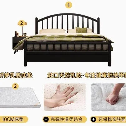 Nordic black retro American modern simple 1.5m storage princess bed solid wood bed 1.35 meters double 1.8 meters