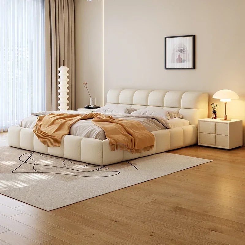 Modern Soft Bed Frames Set Room Furniture Set Luxury Unique Fabric Slatted King Queen Size Wood Bed With Frame