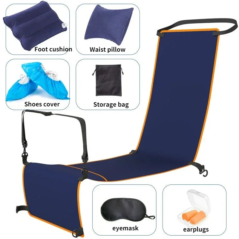 VECENT Adjustable Footrest Hammock with Inflatable Pillow Seat Cover for Planes Trains Buses Swing Chair Outdoor Chair Travel
