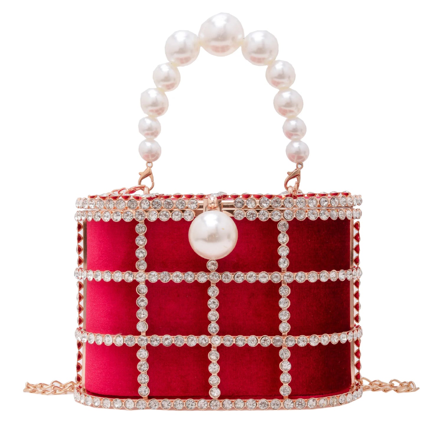 Metallic Evening Bag Pearl Hollow Out Womens Bags Luxury Design Rhinestone Diamond Dinner Bags For Party Wedding Handbags