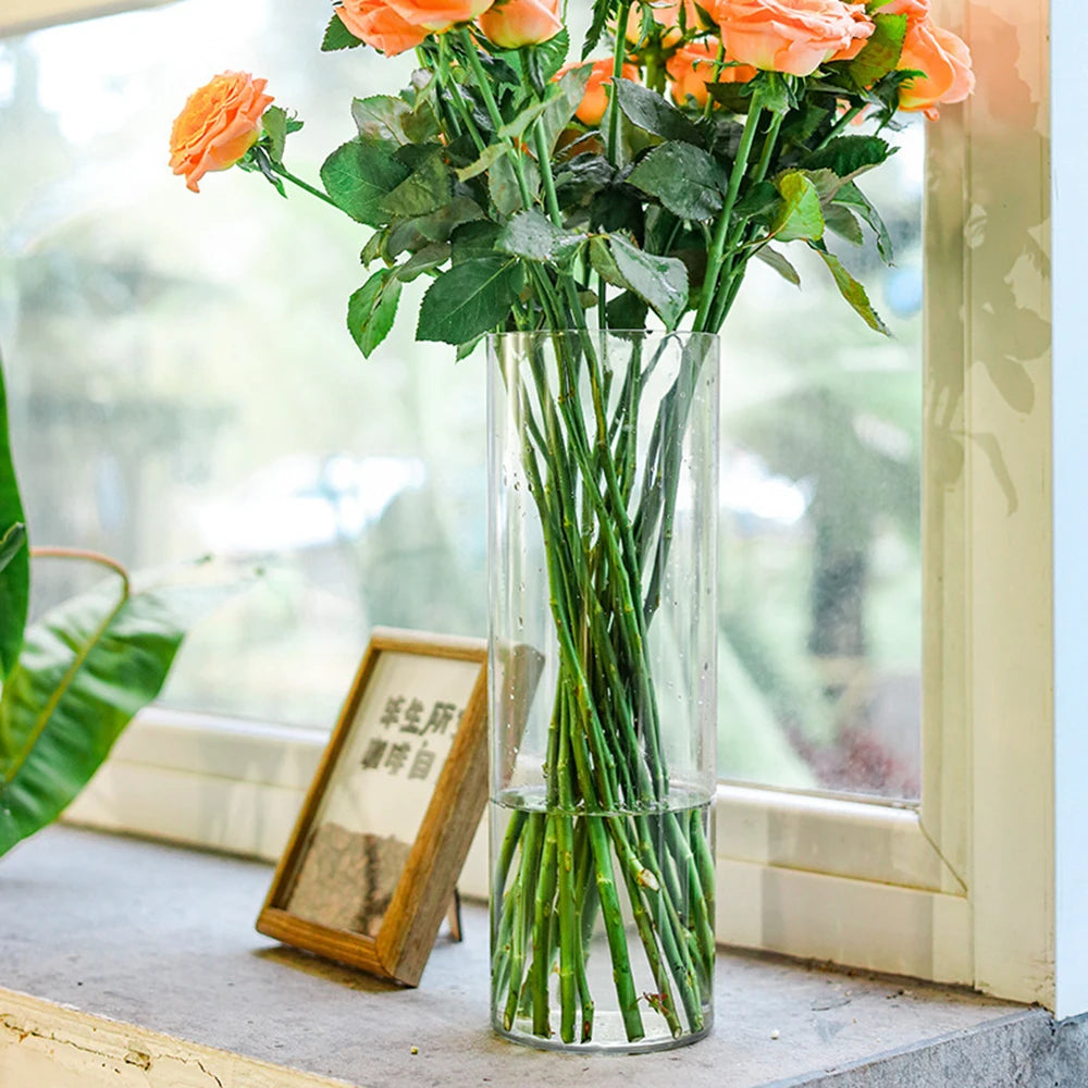 1Pcs Shatterproof Plastic Vases Tall Large Transparent Flower Vase Hydroponic Decoration Flowerpot Acrylic Cylinder Vases