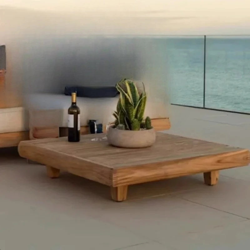 Outdoor Sofa, Full Teak Furniture Set, Rain and Sun Protection, Suitable for Gardens, Villas and Outdoor Swimming Pools