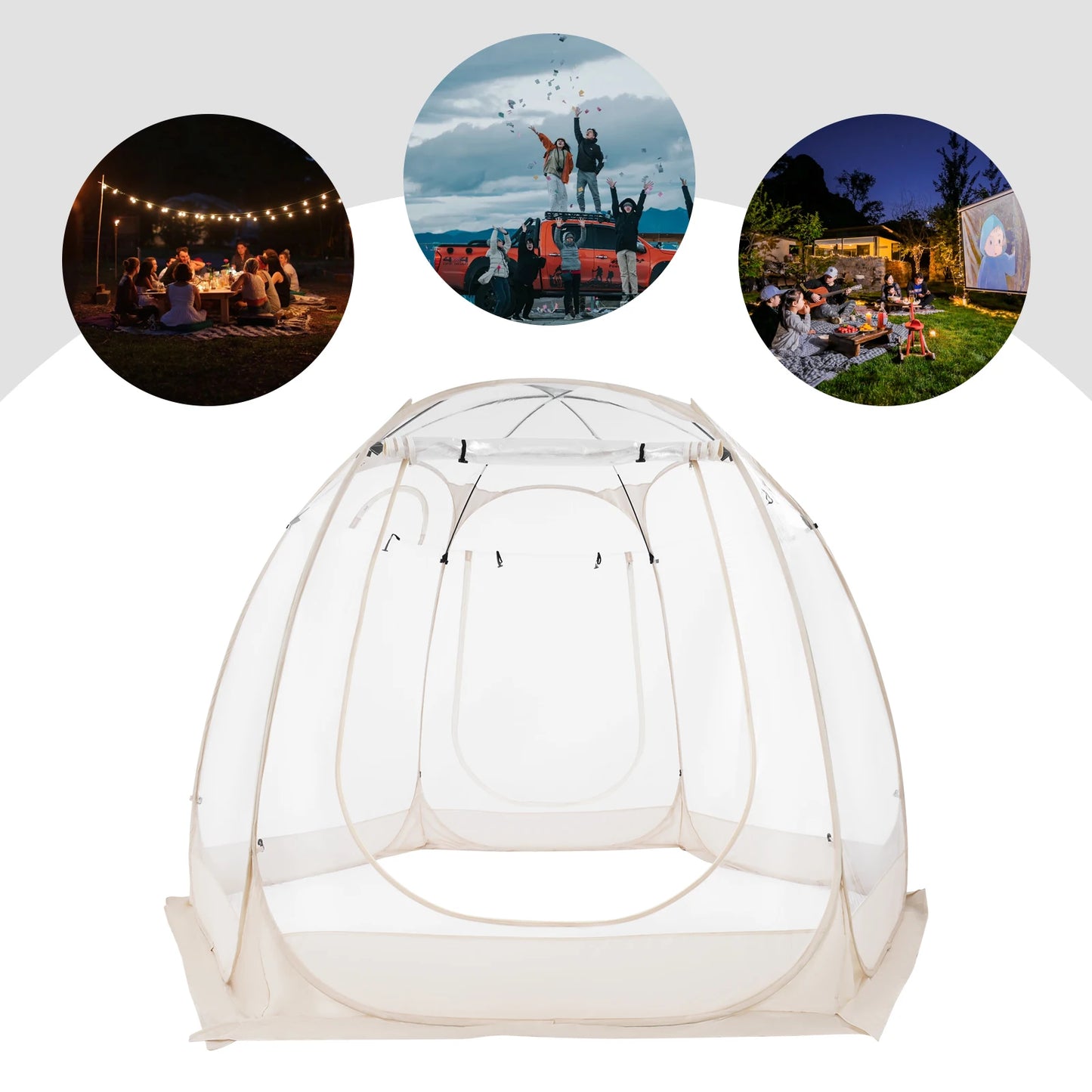 Clear Pop Up Bubble Tent Garden Courtyard Tent Camping Tent for Outdoor Lawns, Backyards 3*2.05m/9.84*6.73ft