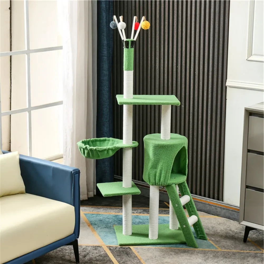 Multi Level Cat Condo Indoor Cat Furniture Luxury Plush Cat Tree Climbing Frame With Scratching Posts Board For Living Room