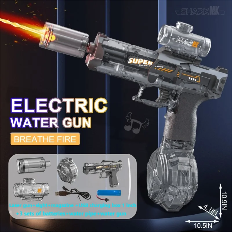 Electric water gun with nozzle flame muzzle automatic spray gun remote summer outdoor swimming pool water toy gift