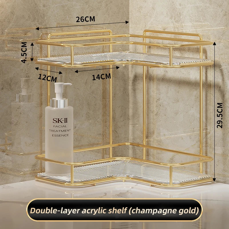 Bathroom Corner Organizer Cabinet Cosmetic Holder Shower Rack Corner Shelf Acrylic Triangle Wall-mounted Countertop Storage