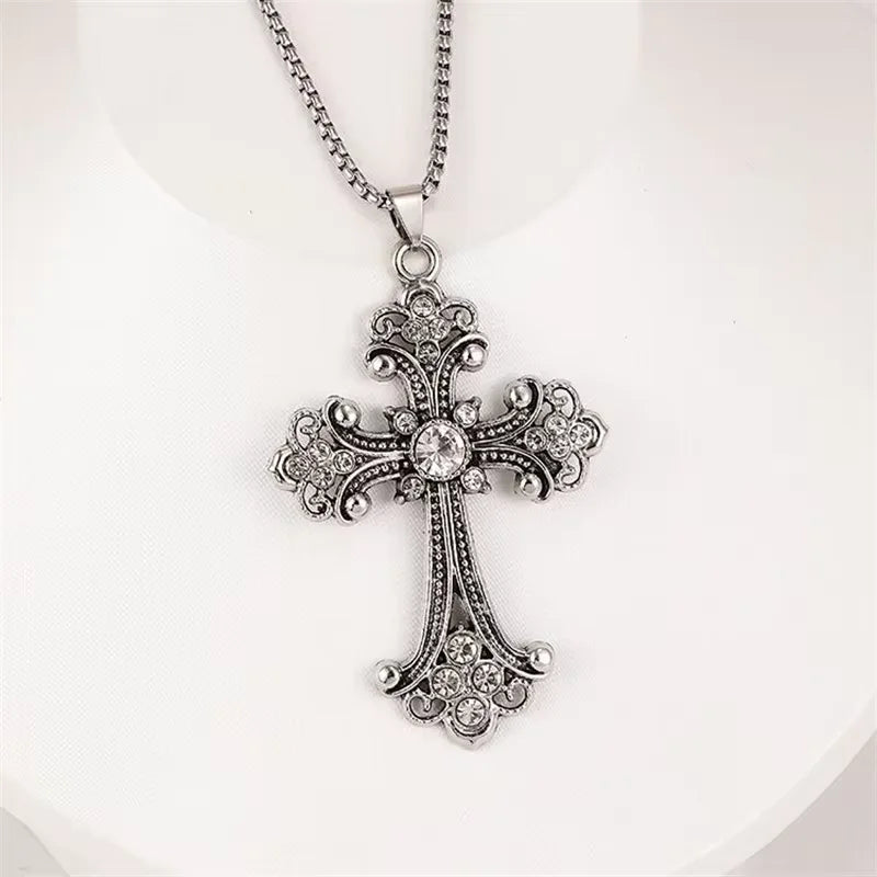 European And American Fashion Personality Retro Gothic Cross Necklace For Men And Women Street Hip-Hop Trendsetters Versatile Pe
