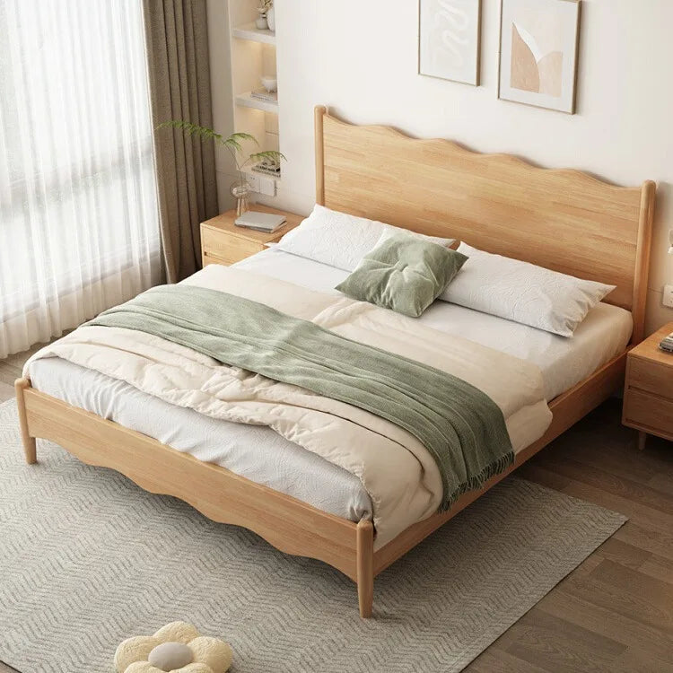 Solid wood bed 1.8 meters Master bedroom bed White double Nordic 1.5 wedding bed B & B apartment Wooden bed Black wabi sand bed