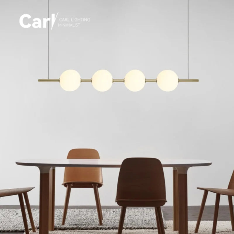 Minimalist Creative Art One Word Light Luxury High-end Dining Table Long Strip To Create Restaurant Lamp Chandelier