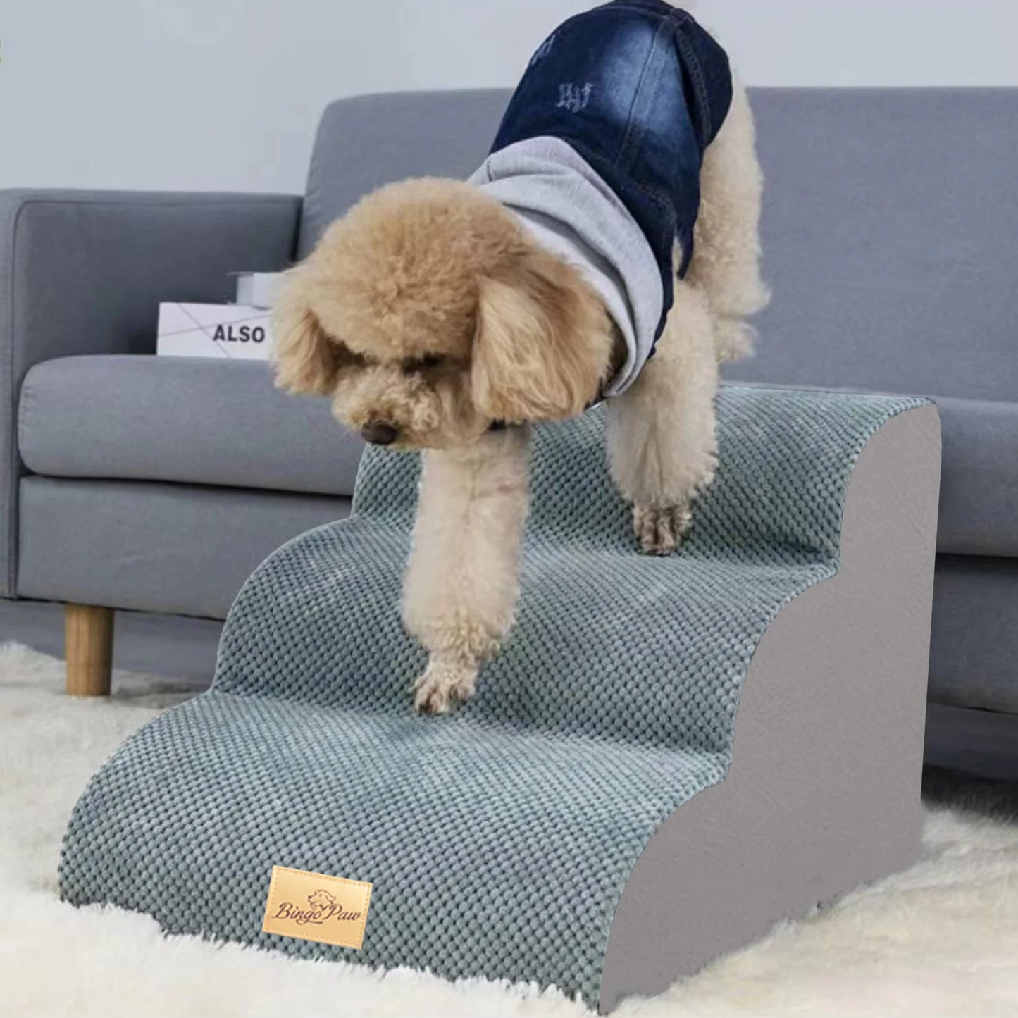 Dog Stairs Ramp for Beds Couches,Extra Wide Pet Steps with Durable Non-Slip Waterproof Fabric Cover, Dog Slope Stairs Friendly