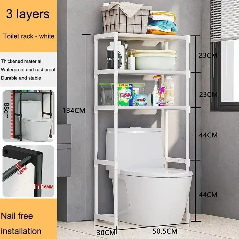 Bathroom Storage Organizer Shelf Washing Machine Shelf Carbon Steel Toilet Storage Rack Standing Bathroom Organizer Shelves
