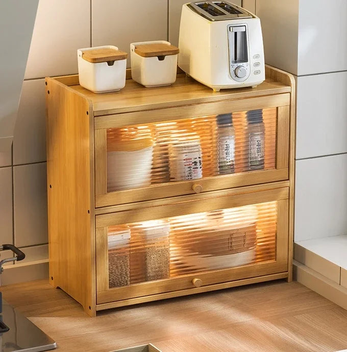 Kitchen Shelf Spice Dish Storage Rack Microwave Countertop Multi-Layer Storage Cabinet Supplies