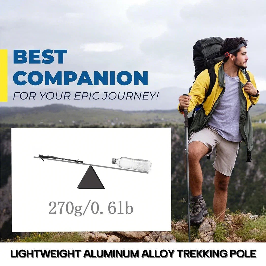2-Piece Set of High-Quality Trekking Poles, Aluminum Alloy, Walking Sticks, Walking Sticks, Adjustable Length, Ergonomic Grips, Suitable for Outdoor Activities with Hiking and Mountaineering
