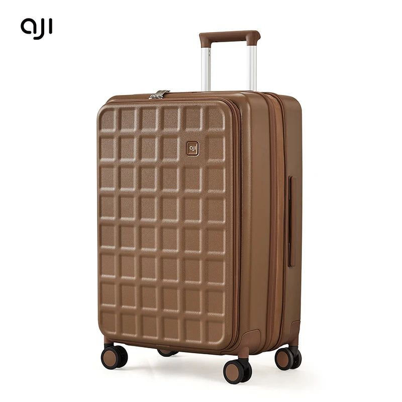 Aji Luggage Travel Suitcase Women 40MM Expandable Large Capacity Suitcases On Wheelstsa Lock Trolley Case Plaid Pattern Design