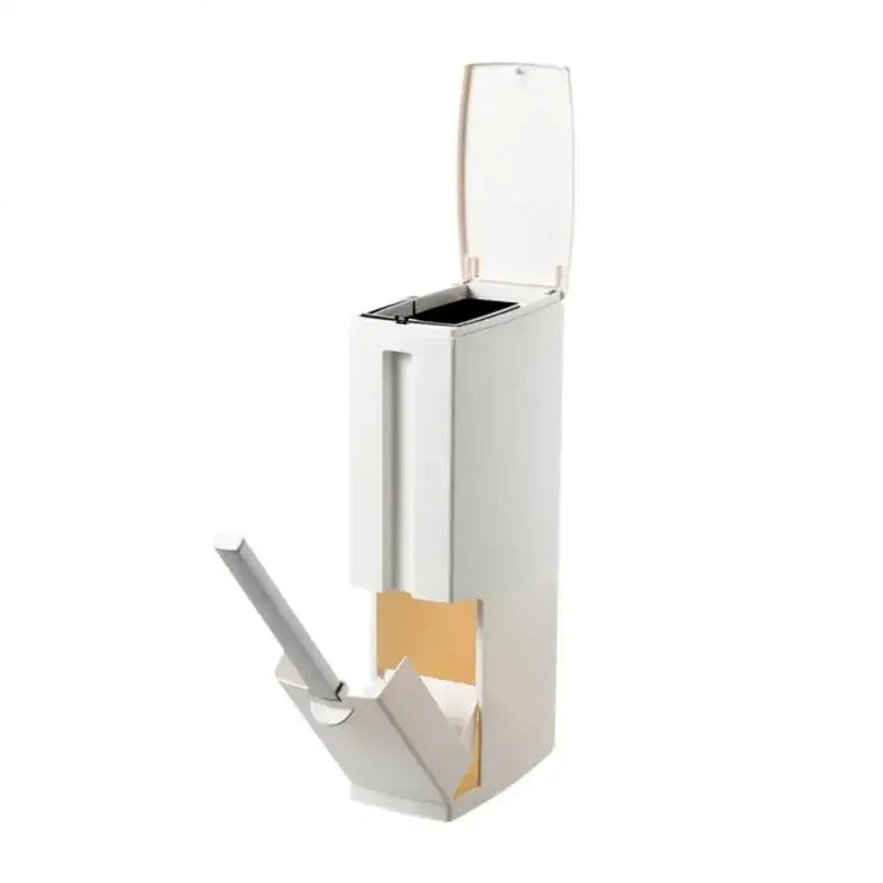 Bathroom Plastic Trash Can with Toilet Brush Waste Bin Narrow Dustbin Garbage Bucket Bathroom Kitchen Household Cleaning Tools