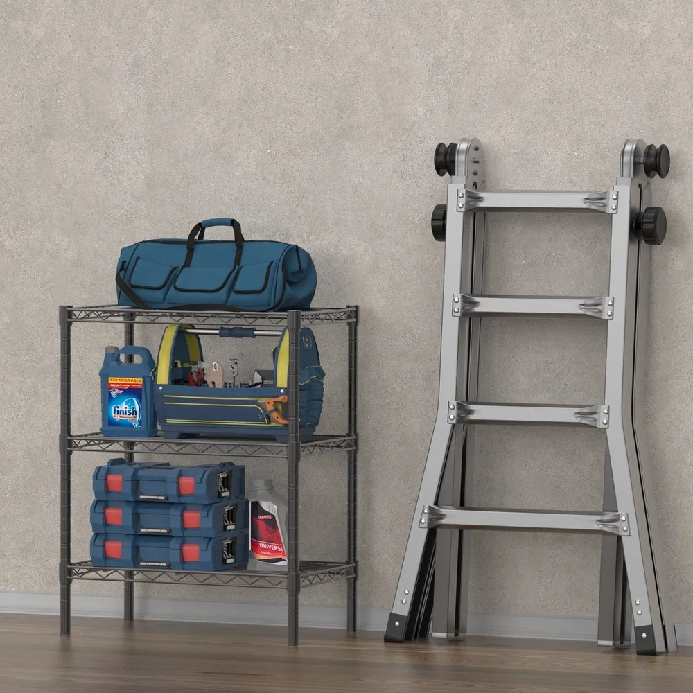 3-Tier Adjustable Heavy Duty Steel Wire Shelving Unit Storage Rack Kitchen Garage Office Organization Freestanding Metal Shelf
