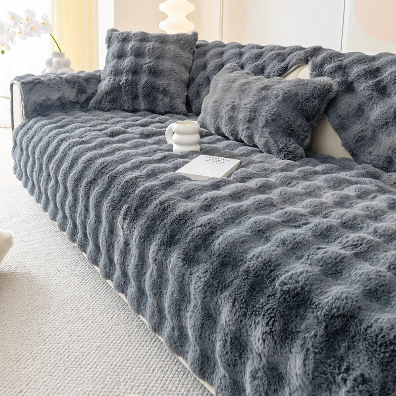 Plush sofa cushions for all seasons, living room bedroom decoration sofa simple modern dustproof sofa cover