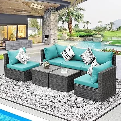 Large High-Back Wicker Patio Conversation Set – Rattan Outdoor Sectional Sofa for Backyard, Garden & Outdoor Living Spaces
