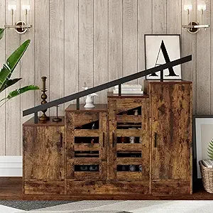 Farmhouse Hidden Shoe Cabinet with Doors – Wooden Shoe Storage Cabinet for Entryway, Enclosed Shoe Organizer with Ventilation,