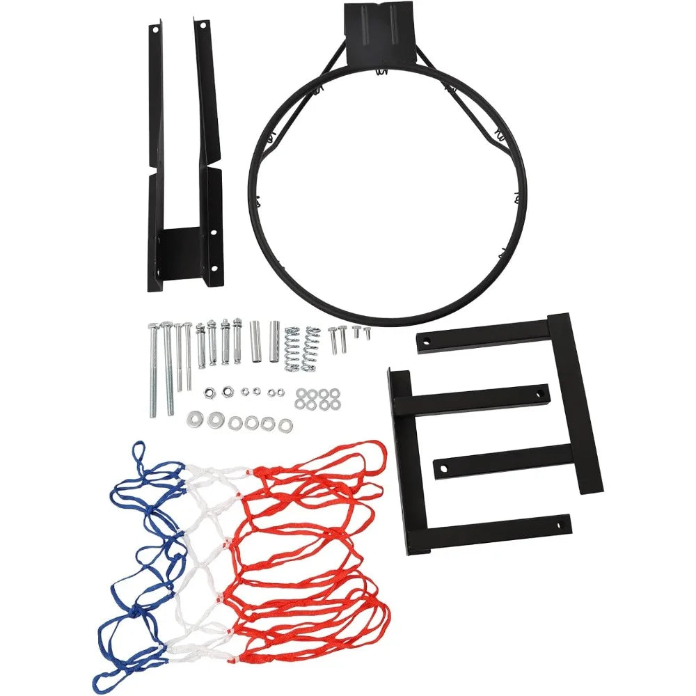 Basketball Backboard and 17" Rim Combo Kit PET Material Basketball Hoop in-Ground Wall Mounted Kids/Adults Indoor/Outdoor