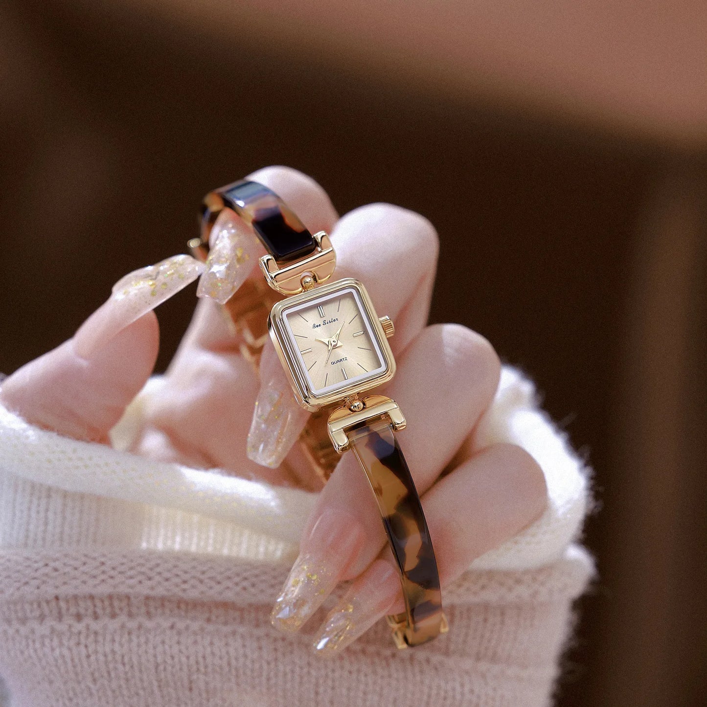 Luxury Women Watch Waterproof Fashion Advanced Temperament Tortoiseshell Amber Vintage Bracelet Quartz Watches For Woman