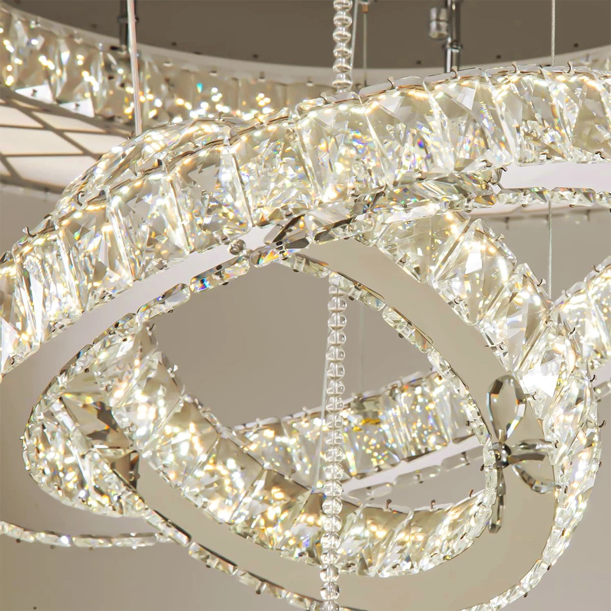 Advanced Flower Shaped Crystal Ceiling Pendant Lamp LED Stepless Dimming with Remote Control Luxury Home Decorative Lights
