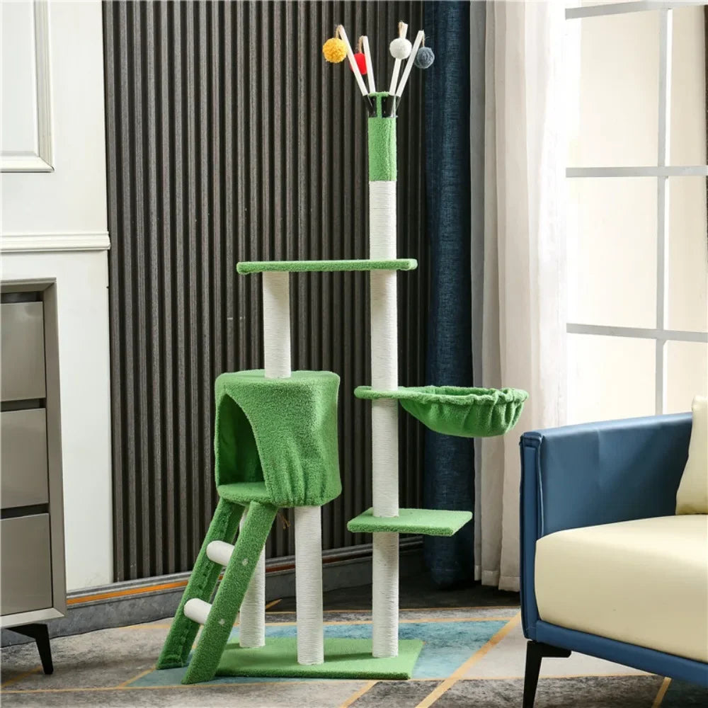 Multi Level Cat Condo Indoor Cat Furniture Luxury Plush Cat Tree Climbing Frame With Scratching Posts Board For Living Room