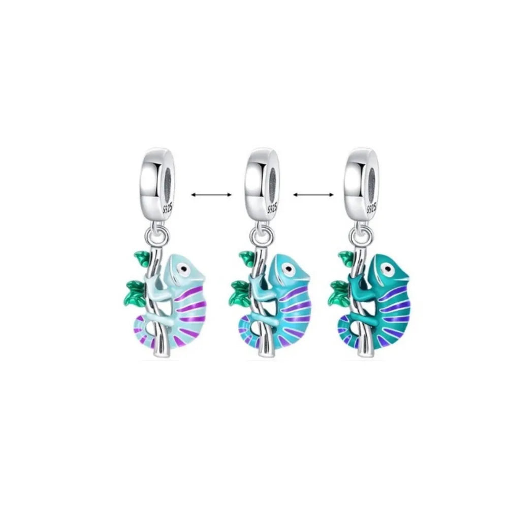 New 925 Silver Horseshoe Clover Star Cat Charm True eyes Pendant Safety Chain Bead Fit Original Bracelet Jewellery Gift dragon