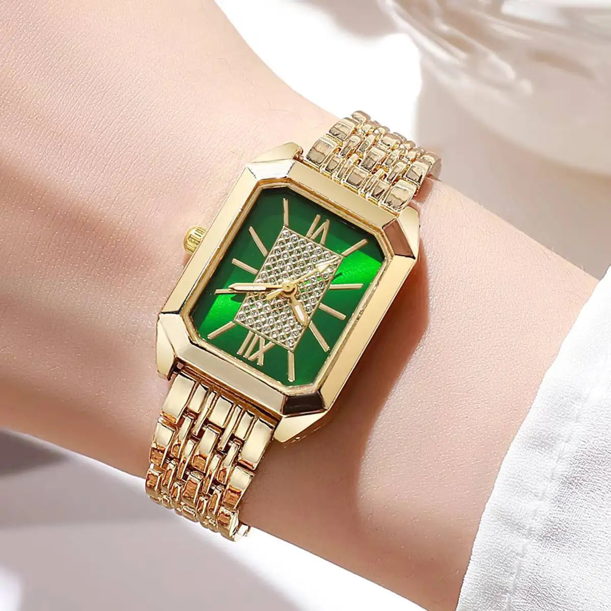 Fashion Rectangle Women Watches Ladies Stainless Steel Strap Quartz Wristwatches Reloj Mujer(Without Box)