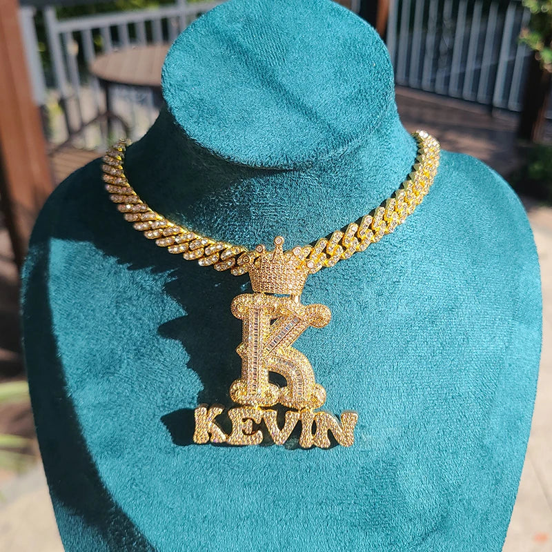 Two Rows Customized Name Necklace First Row make as First Letter Hip Hop Jewelry