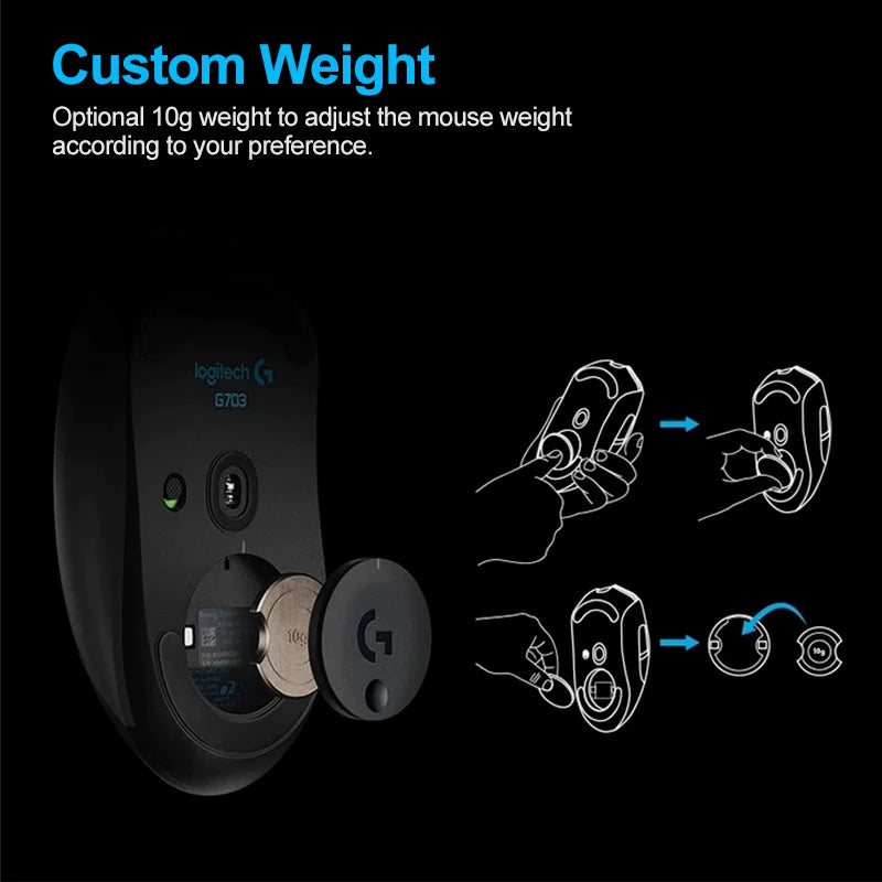 Logitech G703 LIGHTSPEED HERO Gaming Mouse 25600DPI Rechargeable Ergonomic 2.4G Wireless Bluetooth Mice RGB Backlight for gaming