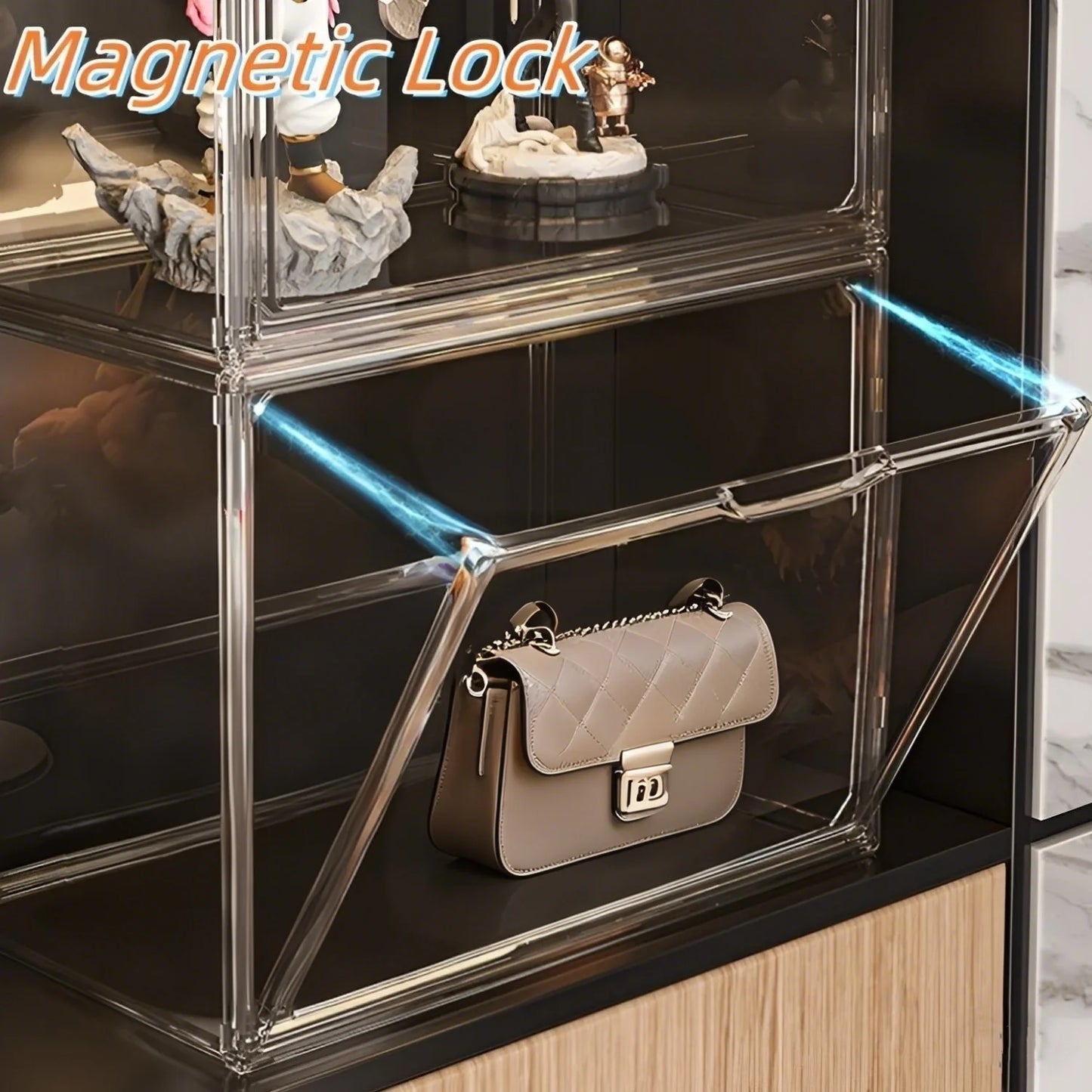 1pc/3pcs Clear Large Capacity Storage Box Organizer For Figures Acrylic Box Blind Box Makeup Toy Showcase Organizer For Bag