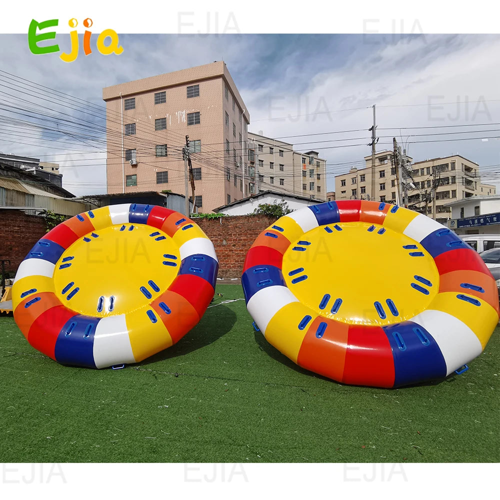 Outdoor Water Play Inflatable Disco Boat 6 Person Inflatable Water Spinning UFO Towable River Disco Boat Tube for Water Game