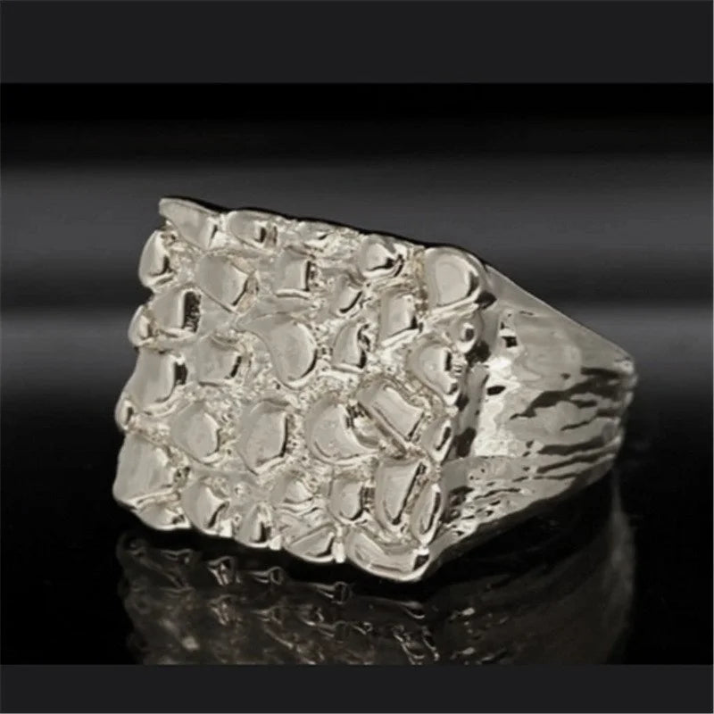 New Jewelry Hollowed-out Ring Electroplating Protection Wear Resistant Men's Ring Personality Uneven Bumpy Rings