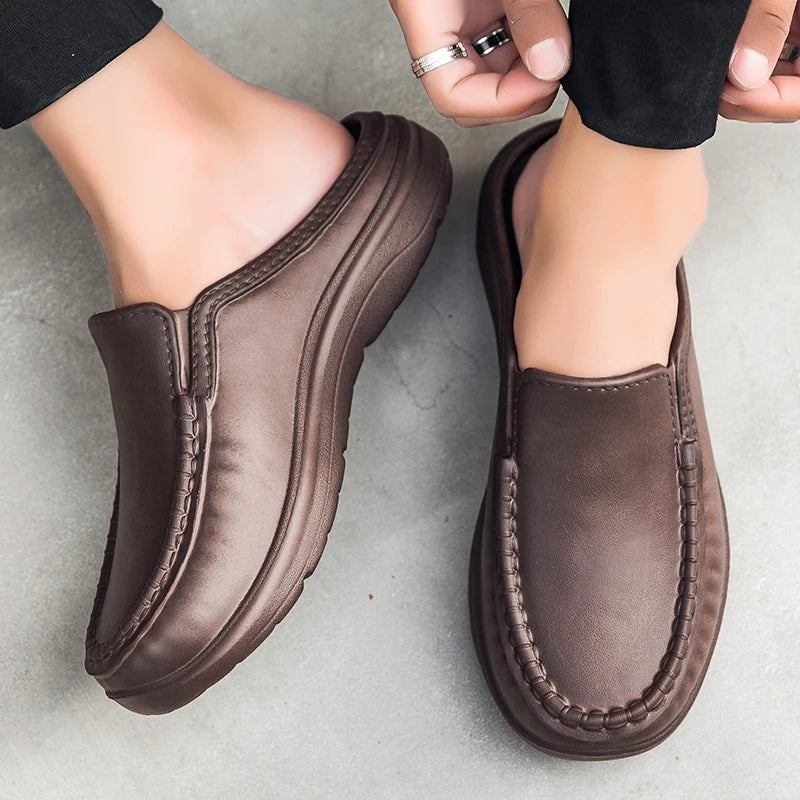 Men chef shoes casual loafers waterproof and oil-proof kitchen work slip-on men shoes outdoor non-slip beach slippers large size